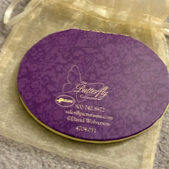 Purple and Gold Butterfly regular and magnifying mirror for purse - Picture 3 of 4